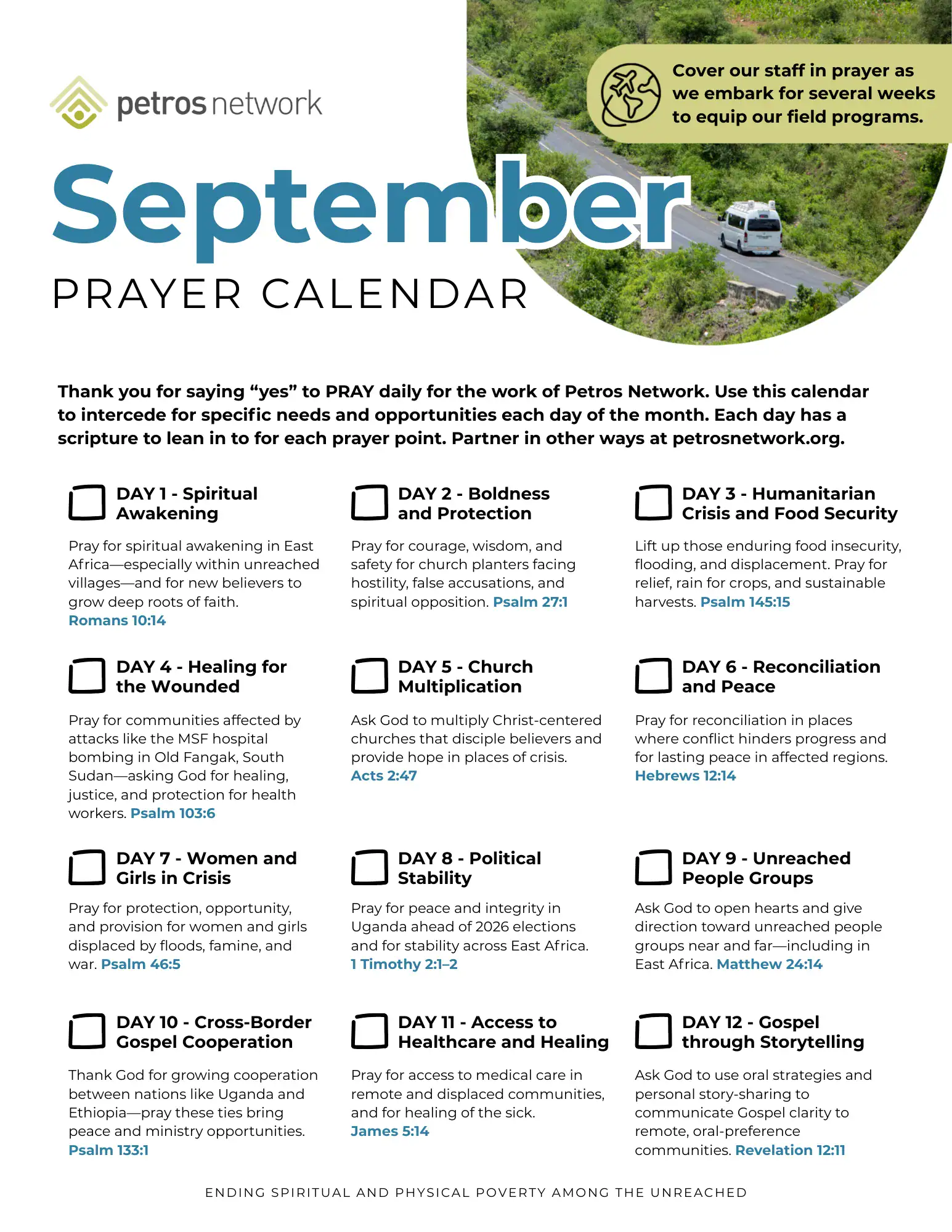 2025 - September Prayer Calendar Petros Network's September Prayer Calendar.