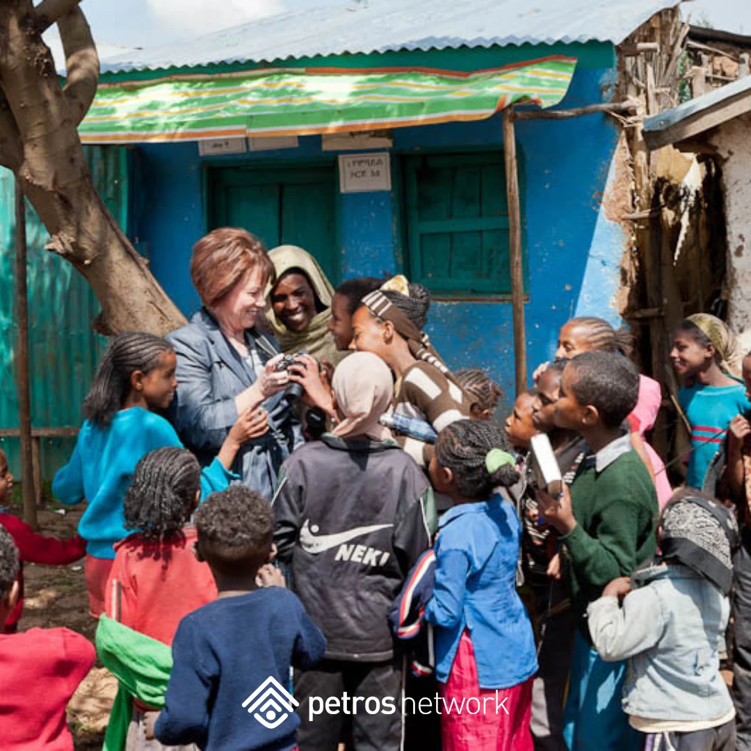 Gathering with children and Petros leader