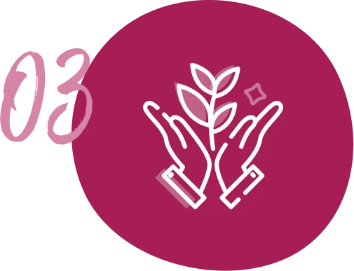 An icon representing 2 hands holding a plant